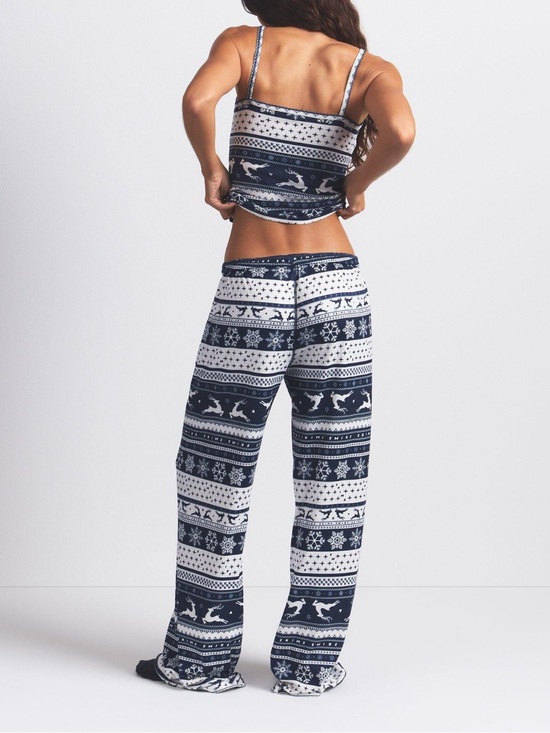 SKIMS Pants - SKIMS Navy and White Fair Isle Wide Leg Lounge Pants